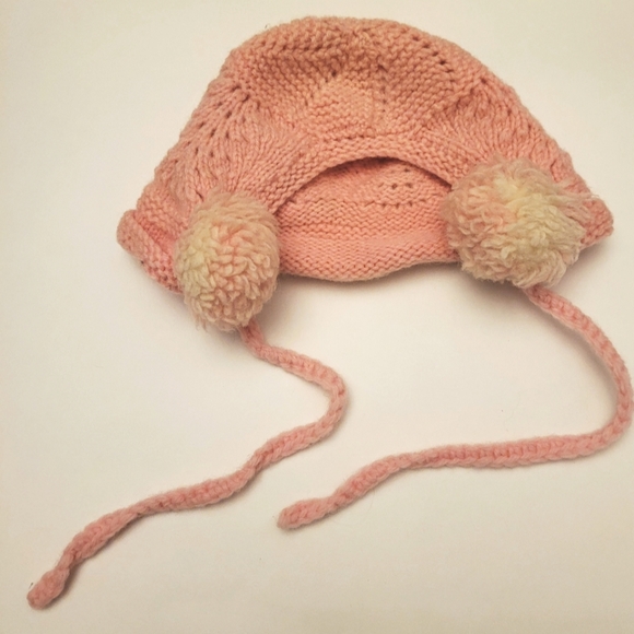Vintage Other - Vintage handknit crochet blush peachy pink baby bonnet